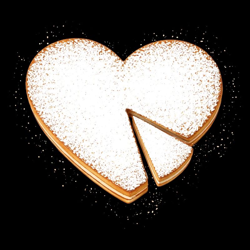 Herzförmiger Kuchen mit Puderzucker Illustration