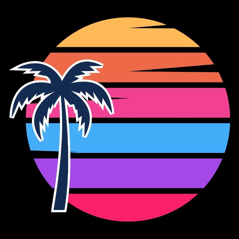 Retro Sunset Palm Circle