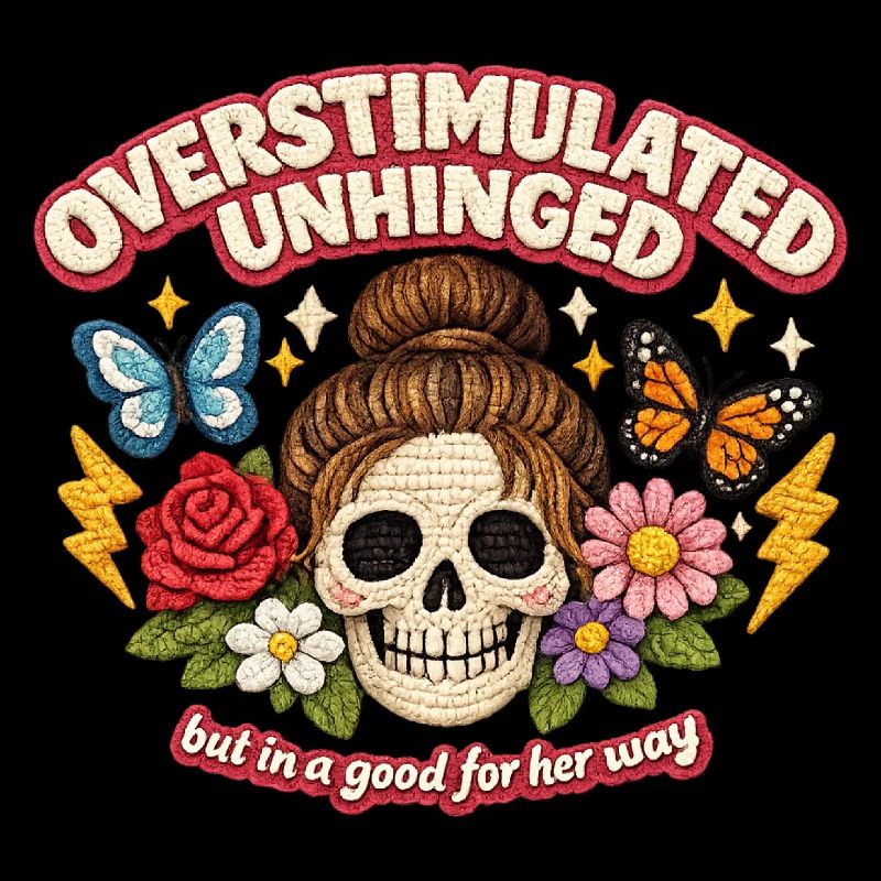 Überstimulierter Schädel mit Blumen Patch