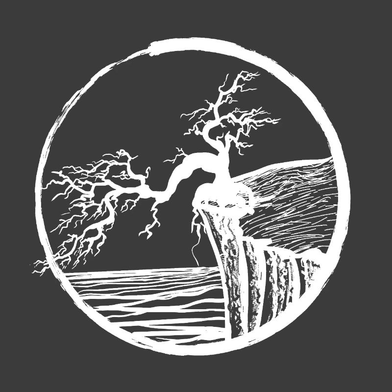 Landscape with tree on cliff edge