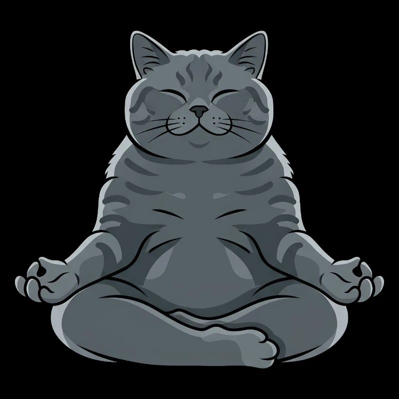 Meditierende Graue Katze
