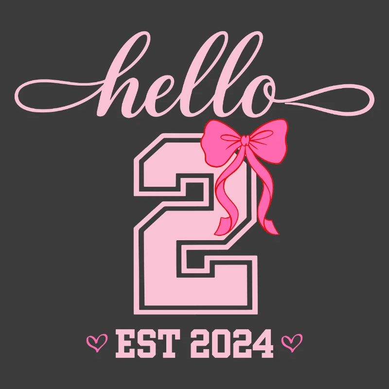 Hello 2 Est 2024 Pink Bow Design