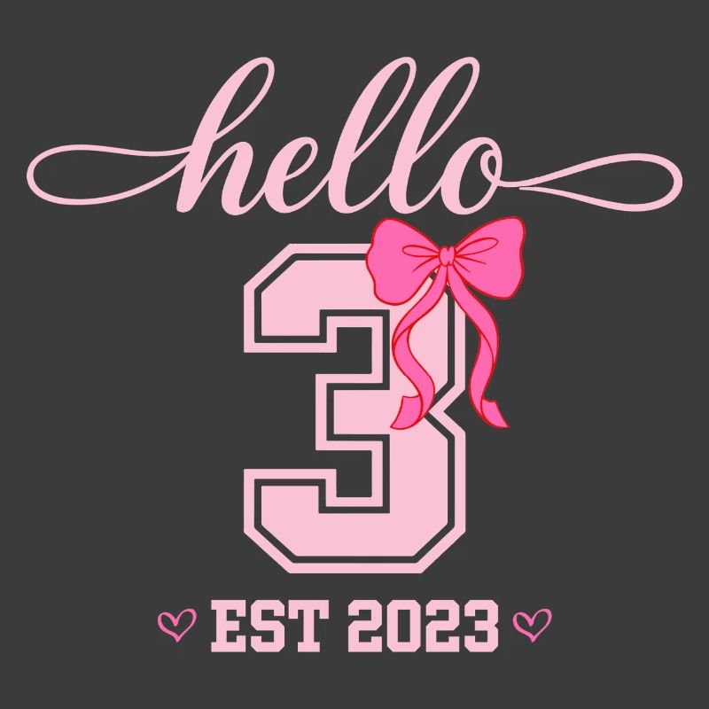 Hello 3 Est 2023 Mädchen Geburtstag Design