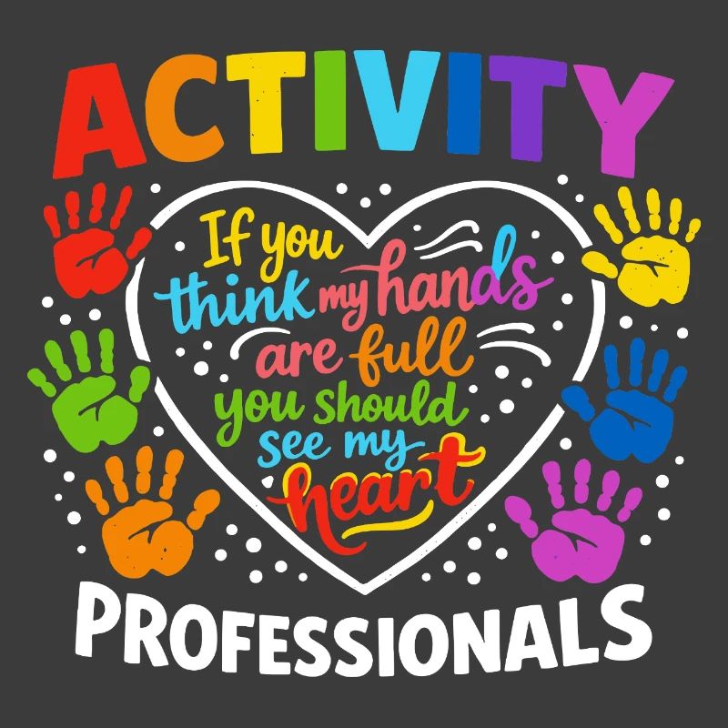 Activity Professionals Herz Bunte Handabdrücke Des