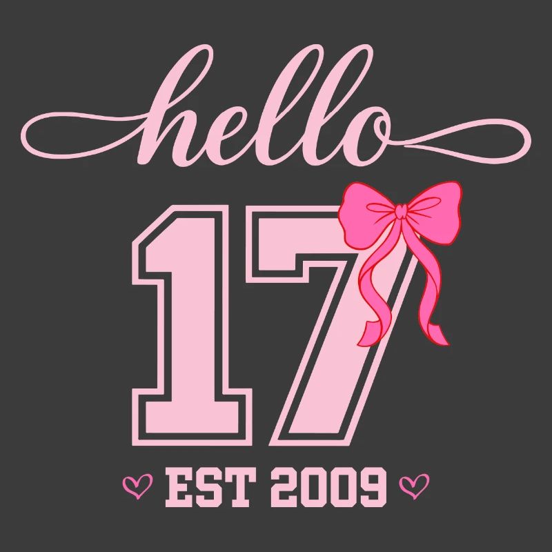Hello 17 Est 2009 Mädchen Geburtstag Design