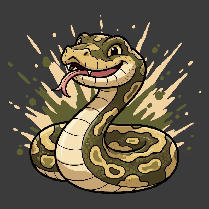 Serpent comique en camouflage avec langue
