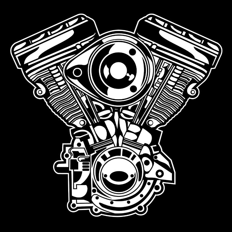 Motorrad Motor / Engine 01_schwarz weiß
