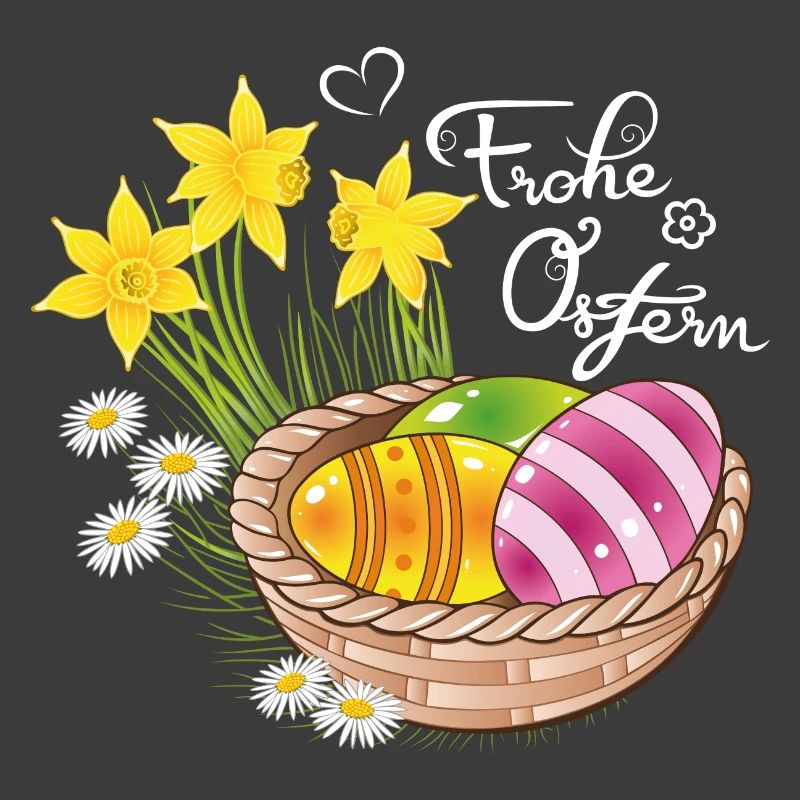 Happy Easter Easter basket Easter eggs Easter flowers eggs