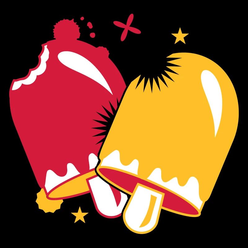 zwei leuchtend leckere Eissorten am Stil