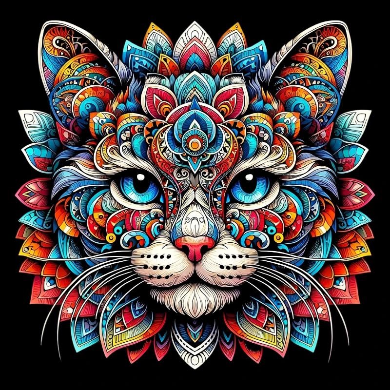Cat decorated with Mandalas