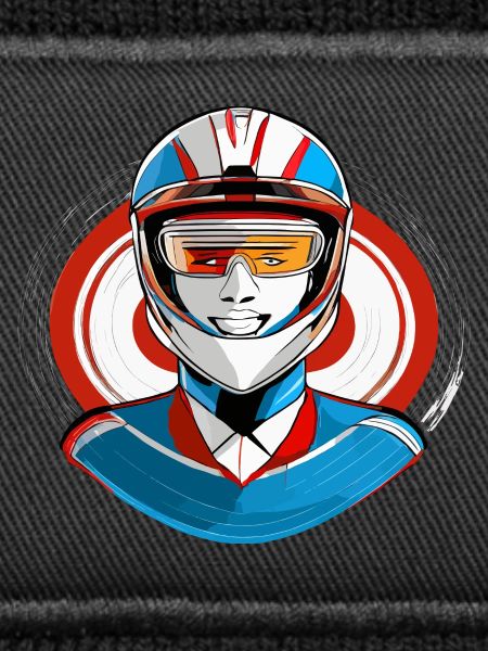 Rennfahrer mit Helm