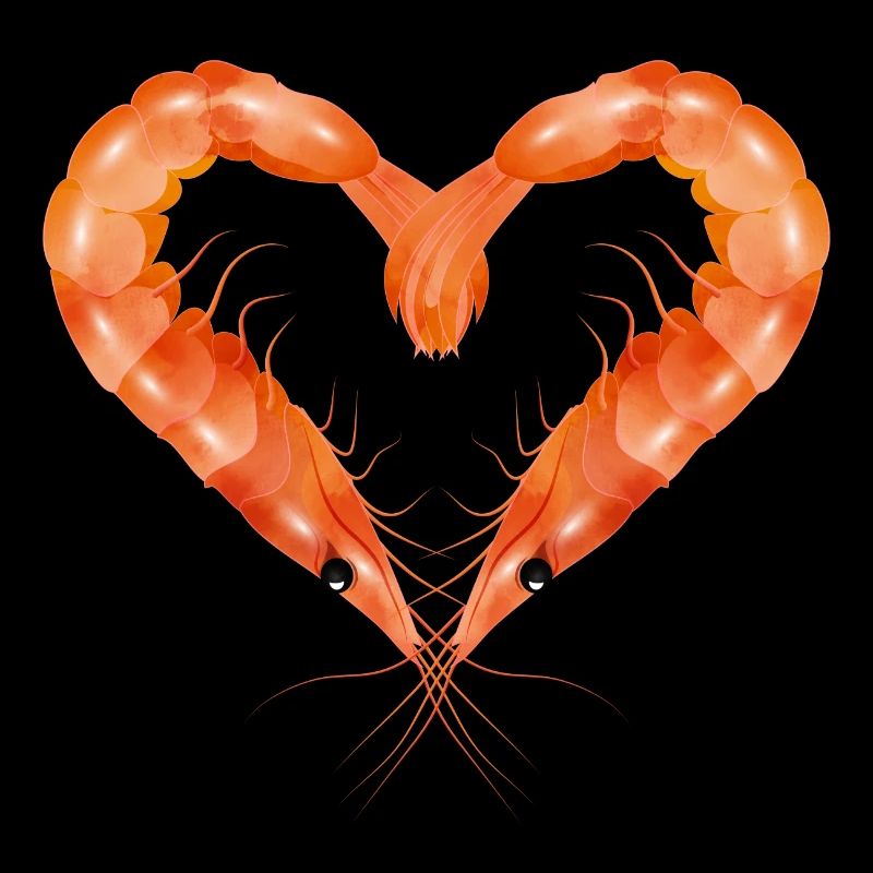two prawns or shrimps designed in heart shape