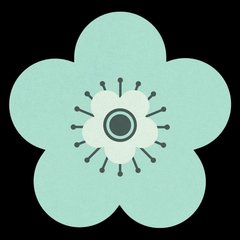 Mintgrün & Blaue Blume