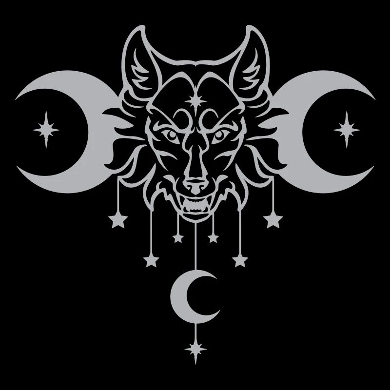 Wicca Moon Wolf - Anpassbare Farbe