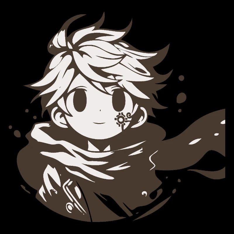 MangaCharacter with Brown Scarf