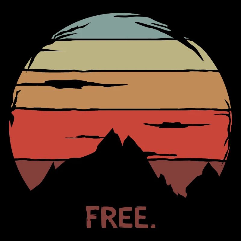 Retro Mountains with Sunset - Hiking Friends