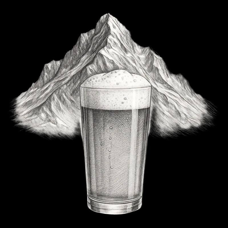 Bergblick mit Bierglas