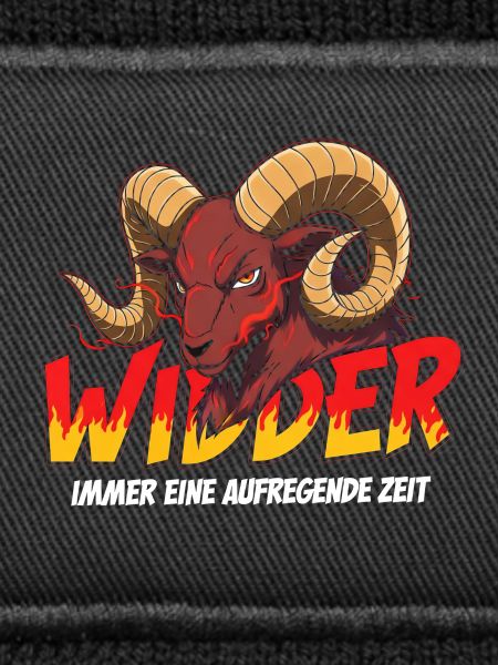 Widder mit Flammen-Text