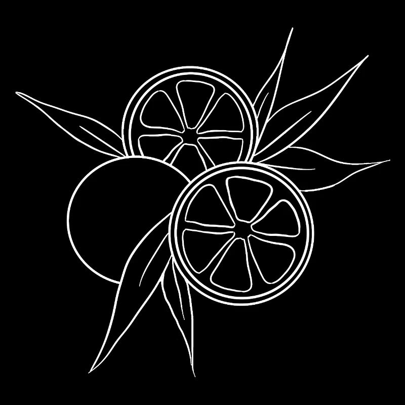 Fresh Orange Citrus Fruit Line Art