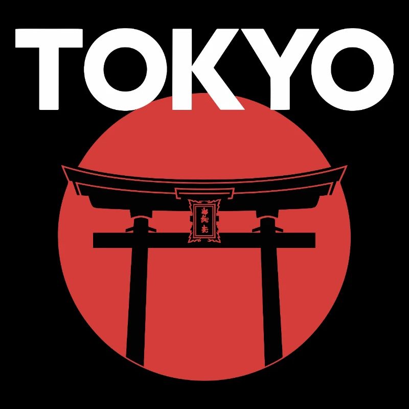 Tokyo torii devant le soleil rouge Japon