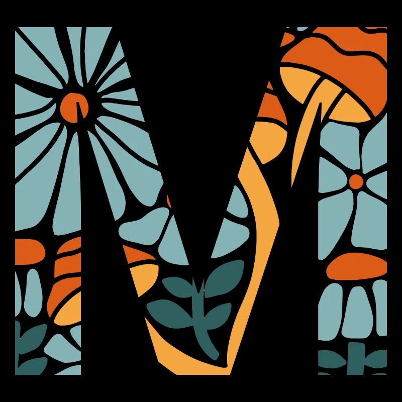 Buchstabe m Blumen groovy Geschenkidee