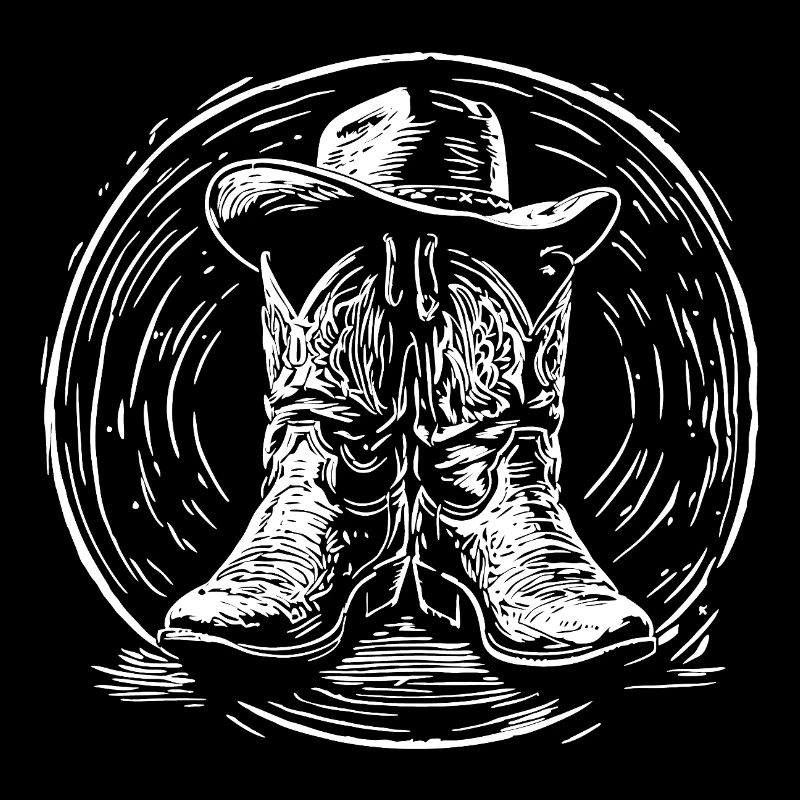 Western boots in a whirling circle