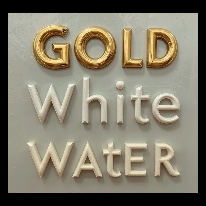 Typographie de l’eau blanche dorée