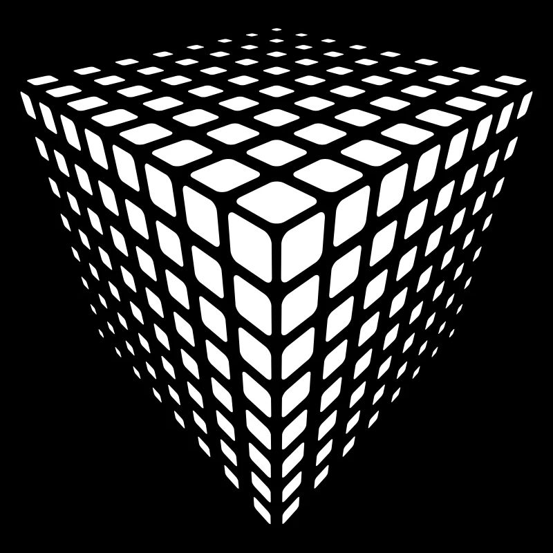 Monochrome Grid Cube Illusion