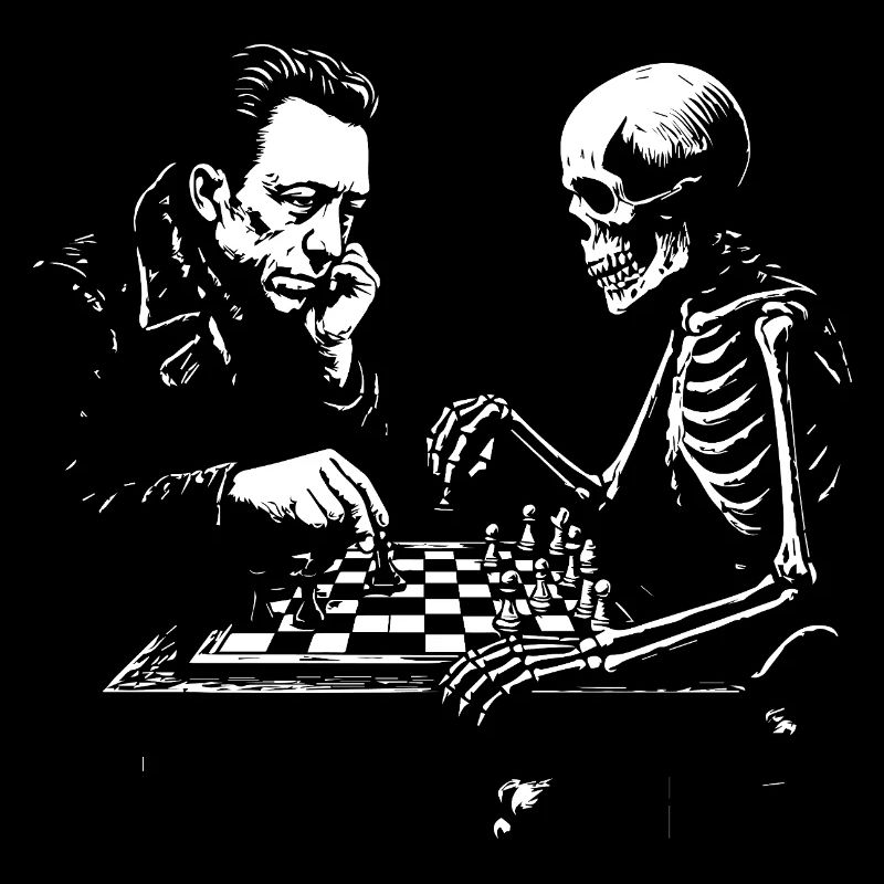 Camus-und-Skelett-Schachduell
