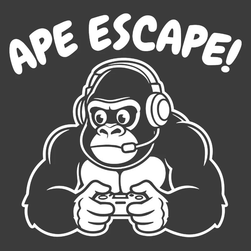 Affe-Gamer mit Headset Controller