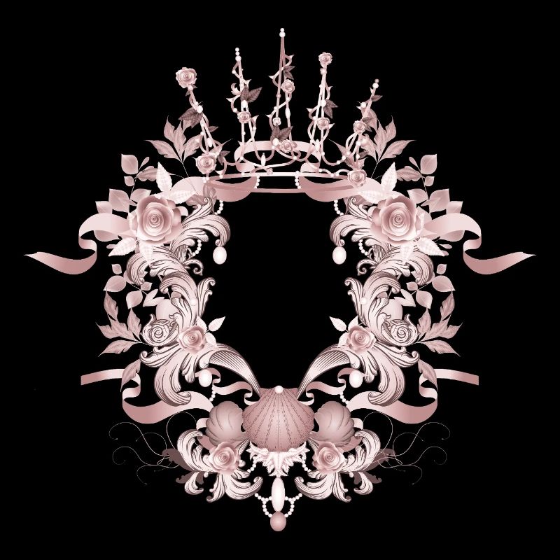 Pink Baroque Frame with Crown & Floral Ornaments