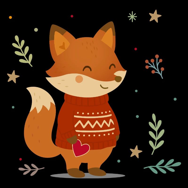 Süßer Fuchs im Pullover mit Herz