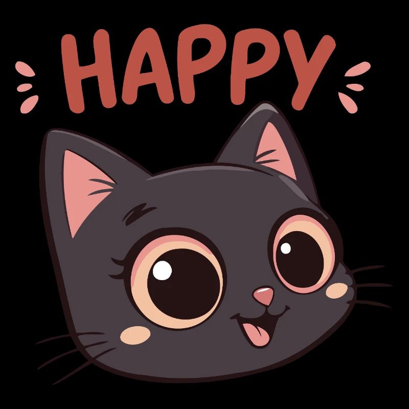 Happy Black Cat Cartoon