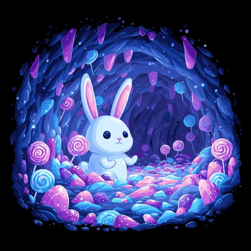 Blue Rabbit in the Crystal Forest
