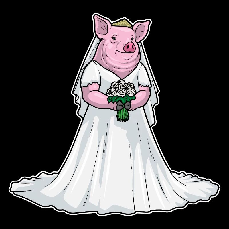 Schwein Braut Blumenstrauß Hochzeit