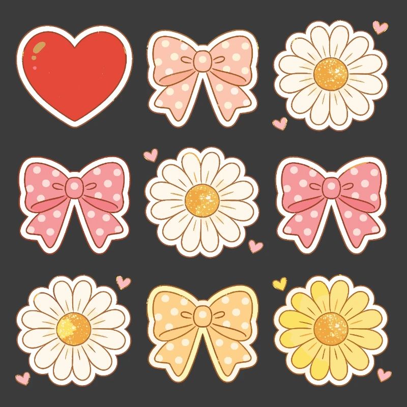Pastel Daisy Bows Herzmuster