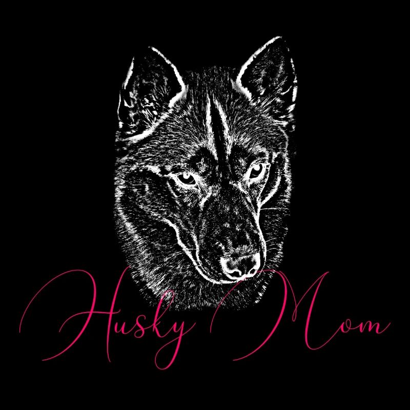 Estampe d’art de maman husky