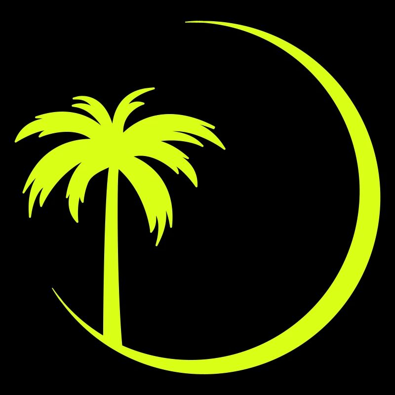 Neon palm tree in a circle