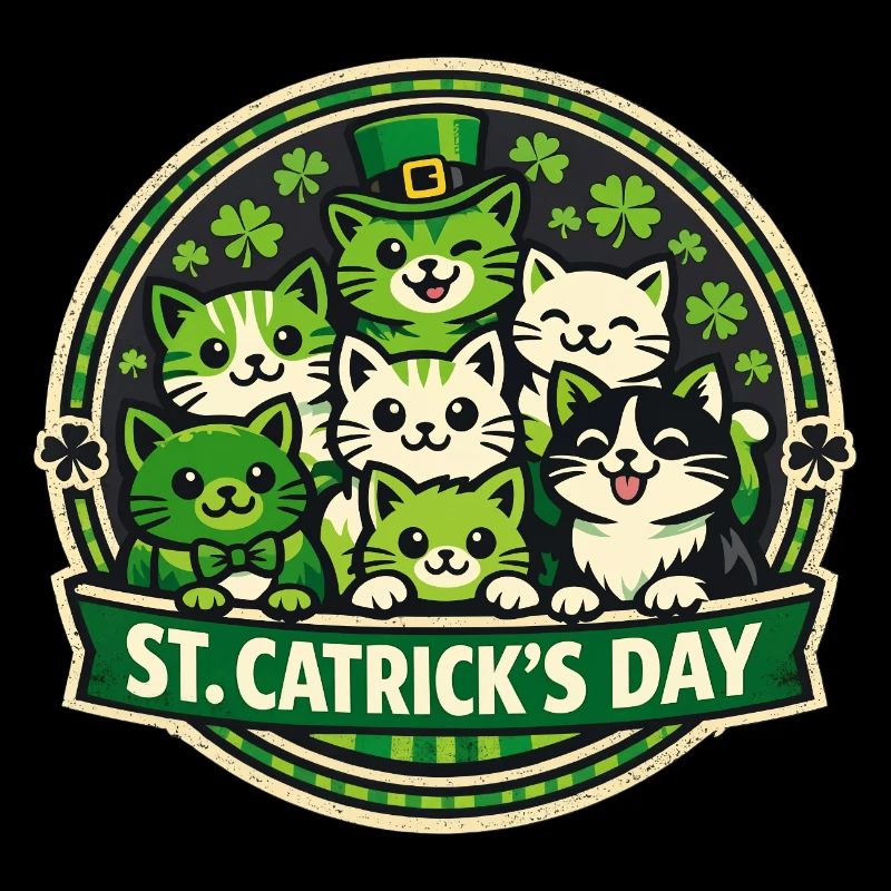 Saint-Catrick, chats mignons, chatons, trèfle irlandais