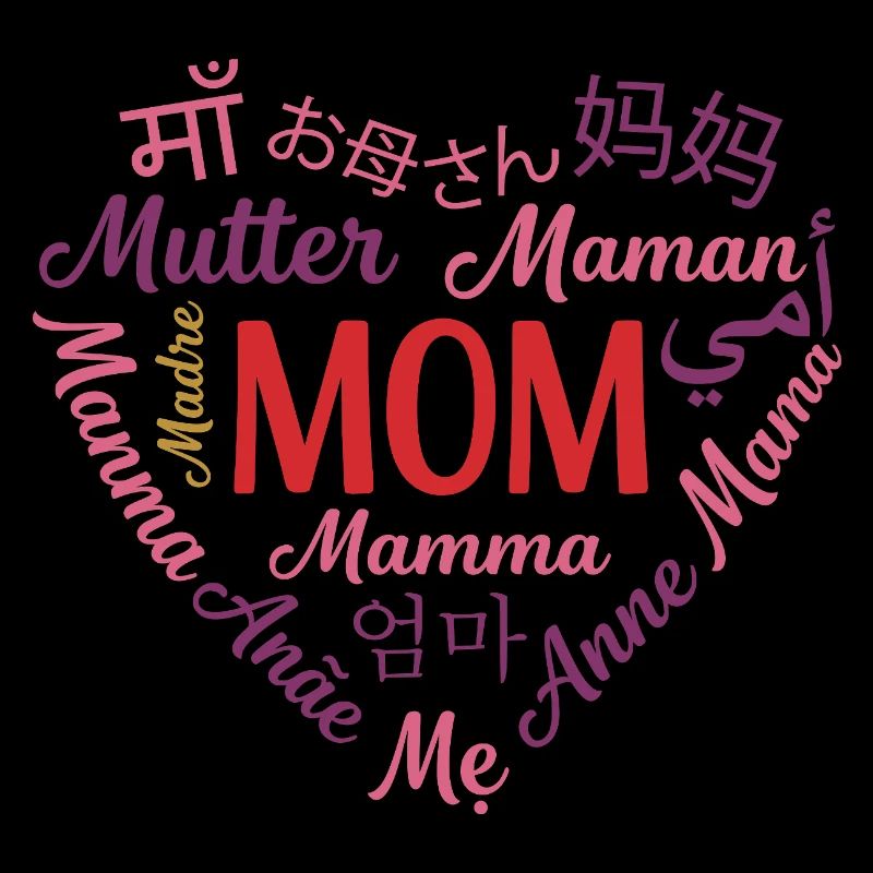 Mehrsprachiges Muttertagsgeschenk mit Mütterherzen