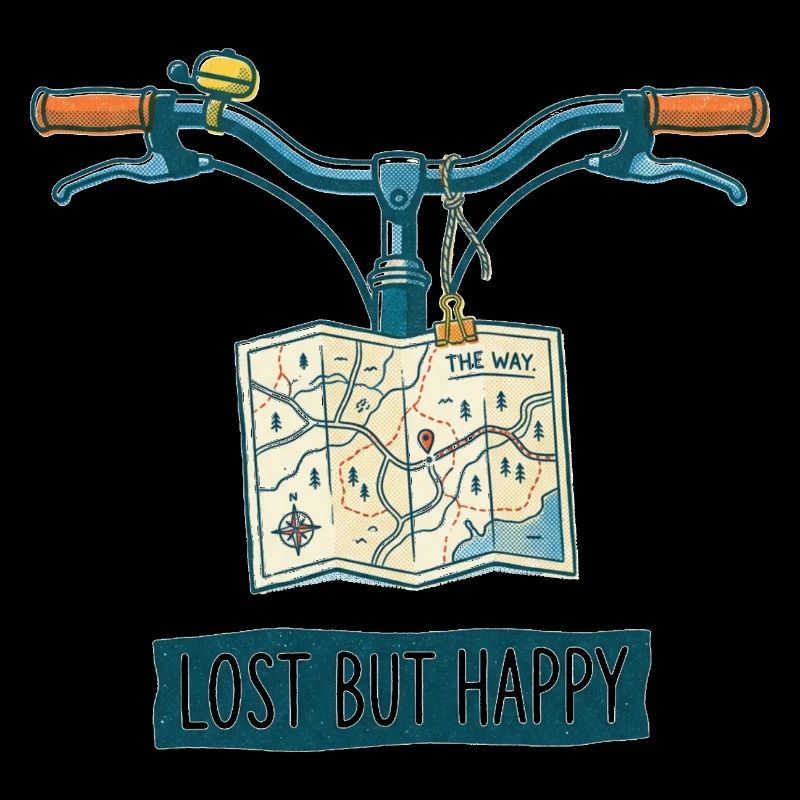 Lost But Happy Risograph Bicycle Art