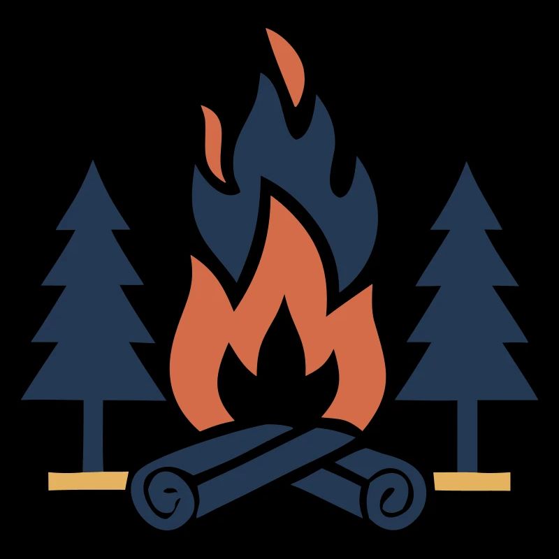Forêt de sapins de feu de camp
