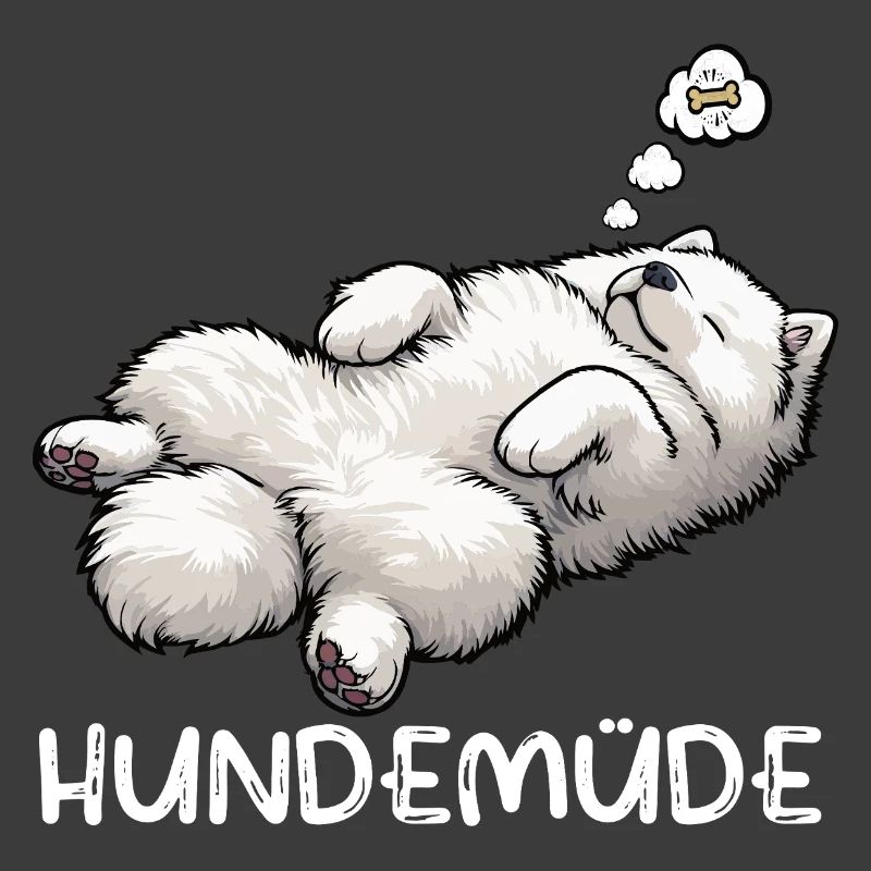 Hundemüde Samojede Samojedenbesitzer Samojedenhund