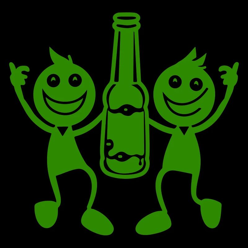 Green duo with beer bottle