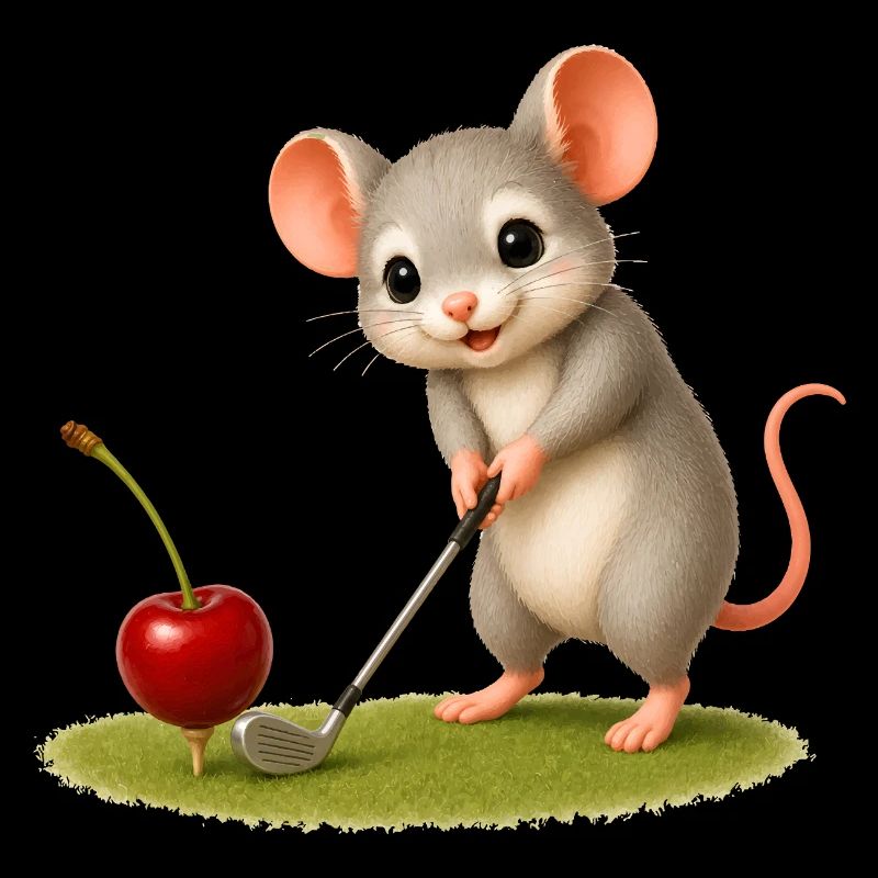 Cute mouse playing golf