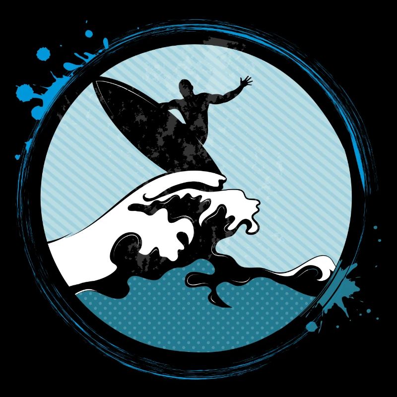 Surfer reitet auf einer Welle Graffiti