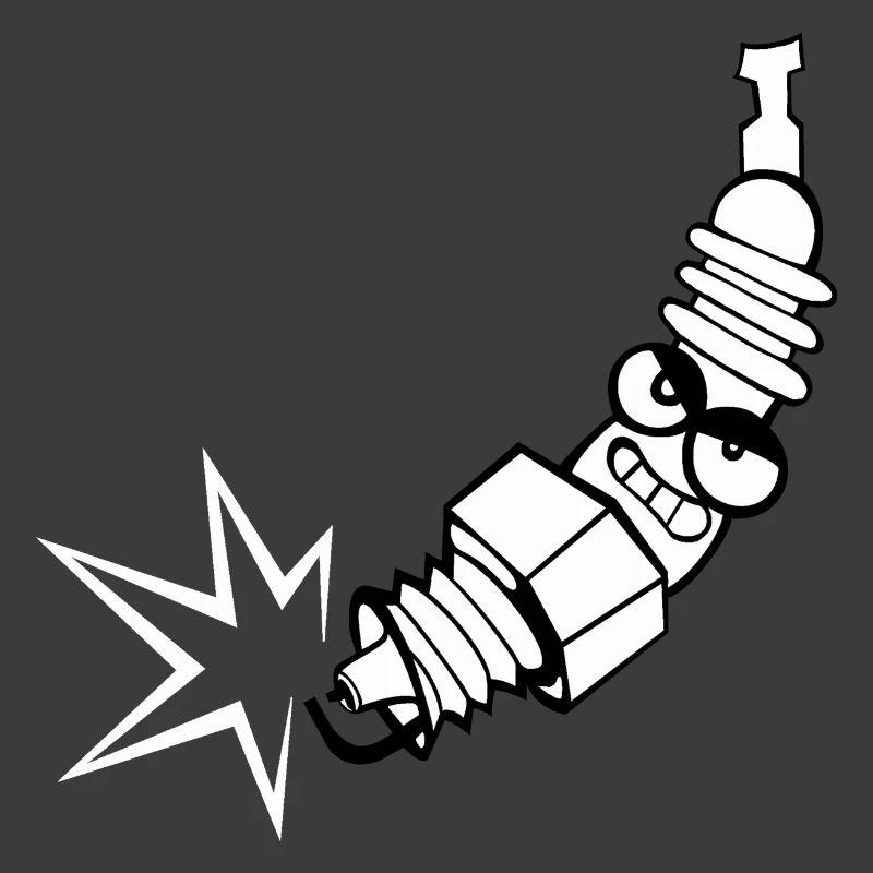 Spark plug comic with face