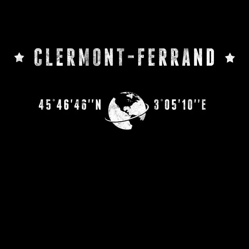 Clermont Ferrand Coordonnées Géographiques Stylisé