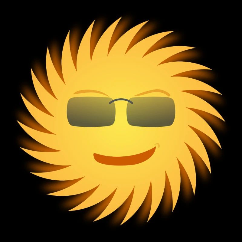 Soleil avec des lunettes de soleil. Idée de cadeau