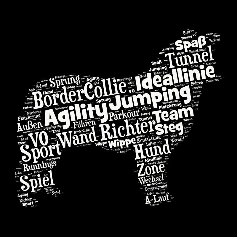 Border Collie Agility Wordcloud weiß